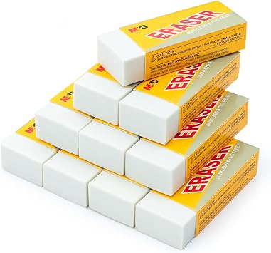 M&G 20 Pack Pencil Erasers for Kids, White Erasers Bulk, Art Erasers for Drawing Sketching, for Artists, Office School Supplies Classroom Essentials