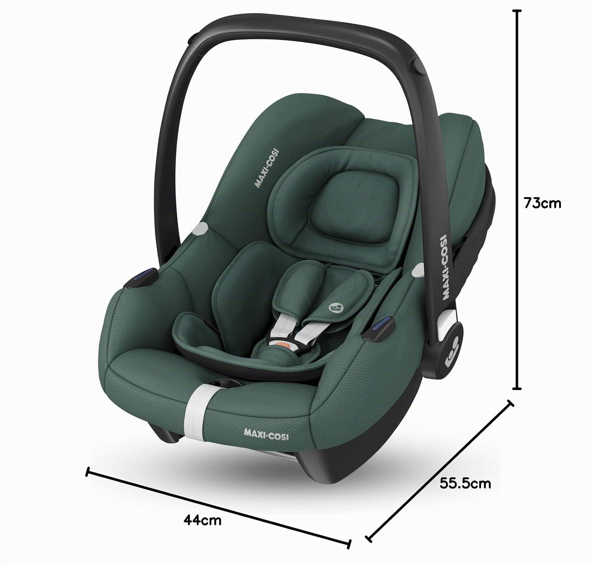 Maxi-Cosi CabrioFix i-Size, Seggiolino auto neonato, 0-12 mesi, 0-12 kg, Seggiolino auto Isofix leggero (3,2 kg), Capottina ampia, Seduta ultra imbottita, Riduttore Neonato, Essential Green
