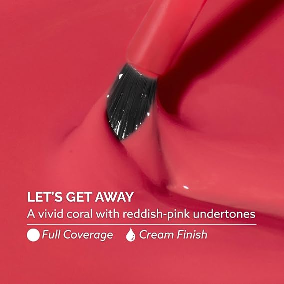 Dazzle Dry Nail Lacquer (Step 3) - Let's Get Away - A vivid coral with reddish-pink undertones. Full coverage cream. (0.5 fl oz)