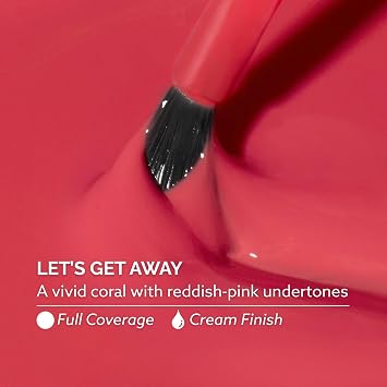 Dazzle Dry Nail Lacquer (Step 3) - Let's Get Away - A vivid coral with reddish-pink undertones. Full coverage cream. (0.5 fl oz)