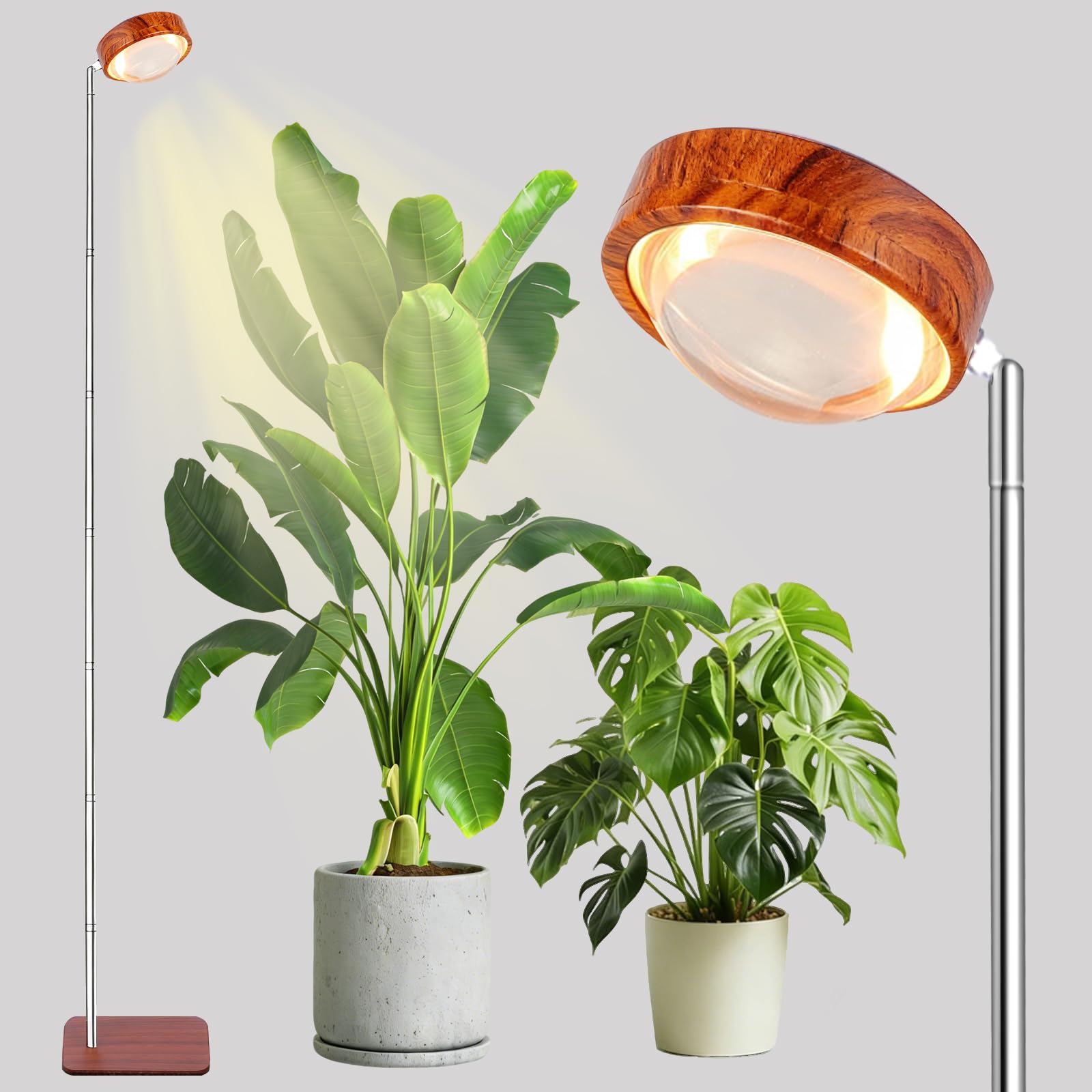 FECOLGT Grow Light for Indoor Plants Floor Plant Lamp with Convex Lens