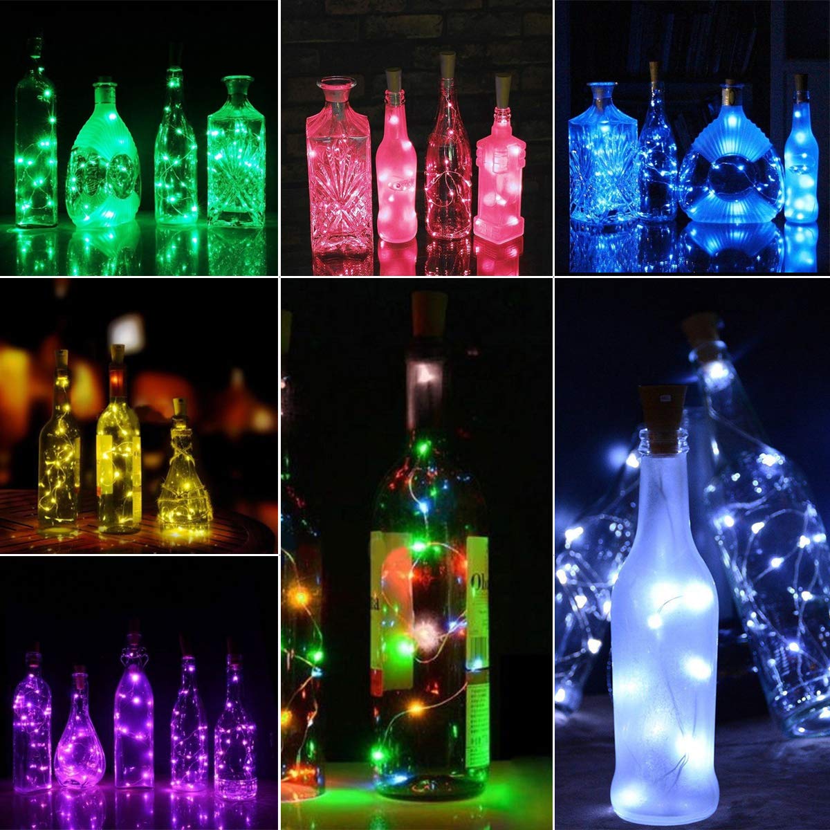 kolpop 3M 30 LED Luci per Bottiglia (6 pezzi), Lucine a Batteria, Filo