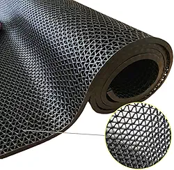 Tapete Antiderrapante QGrid Preto 1.20 x 0.50m Vinilico PVC, Área Úmida, Piscina, Banheiro, Cozinha, Sauna, Vestiário, Churrasqueira, Deck, Jardim, Mercado, Frigorífico, Ofurô, Academia