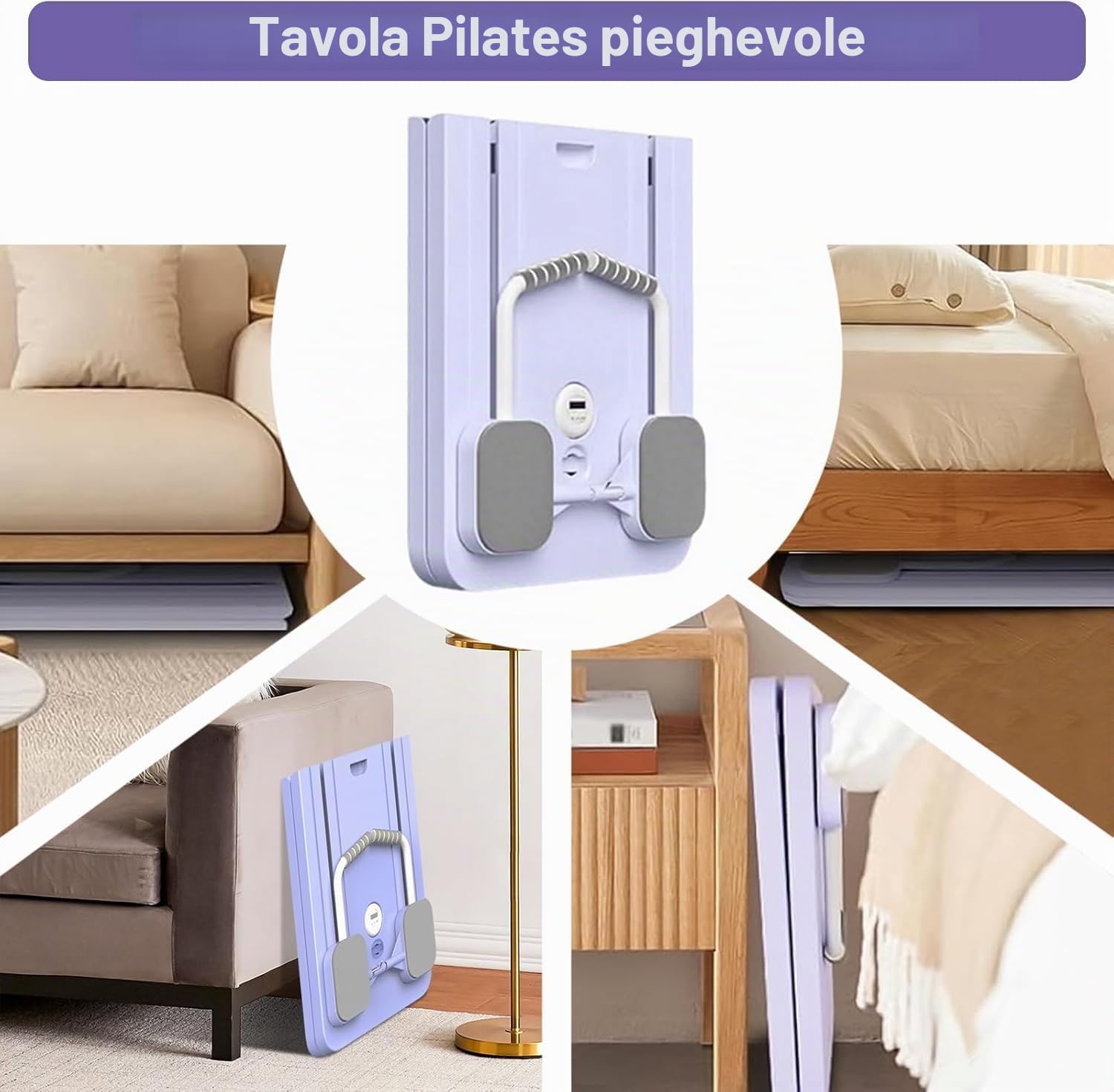 VHV Pilates Reformer Compact, 5 in 1 Pilates Pieghevole,La ruota addominale push-up rimbalza automaticamente Timer, Ab Roller Fitness Materiel per la casa e la palestra