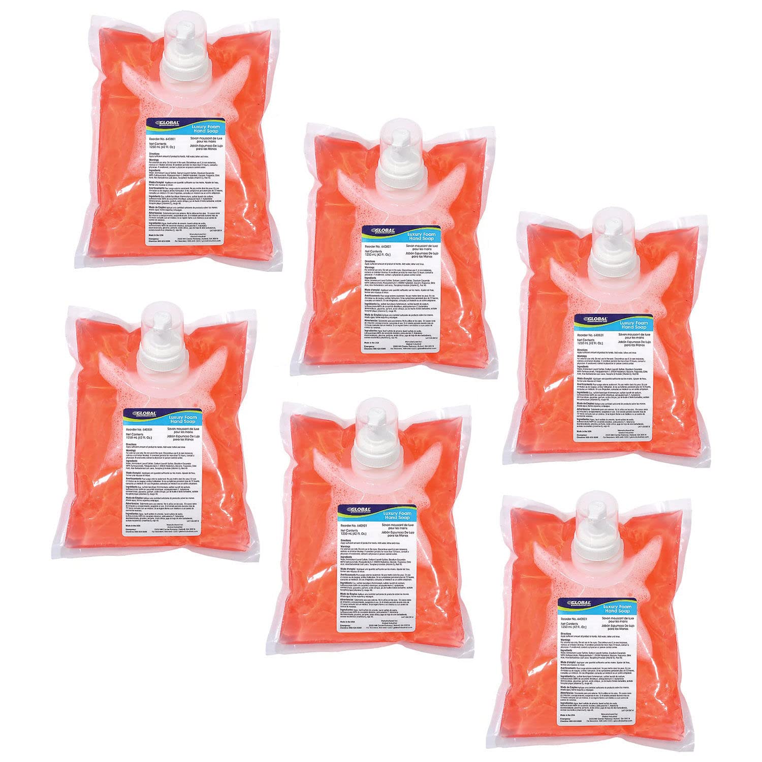Luxury Foam Hand Soap 1250ml Refill by Global Industrial – 255 Fl Oz (Pack of 1), Pink, Model 69050GLO