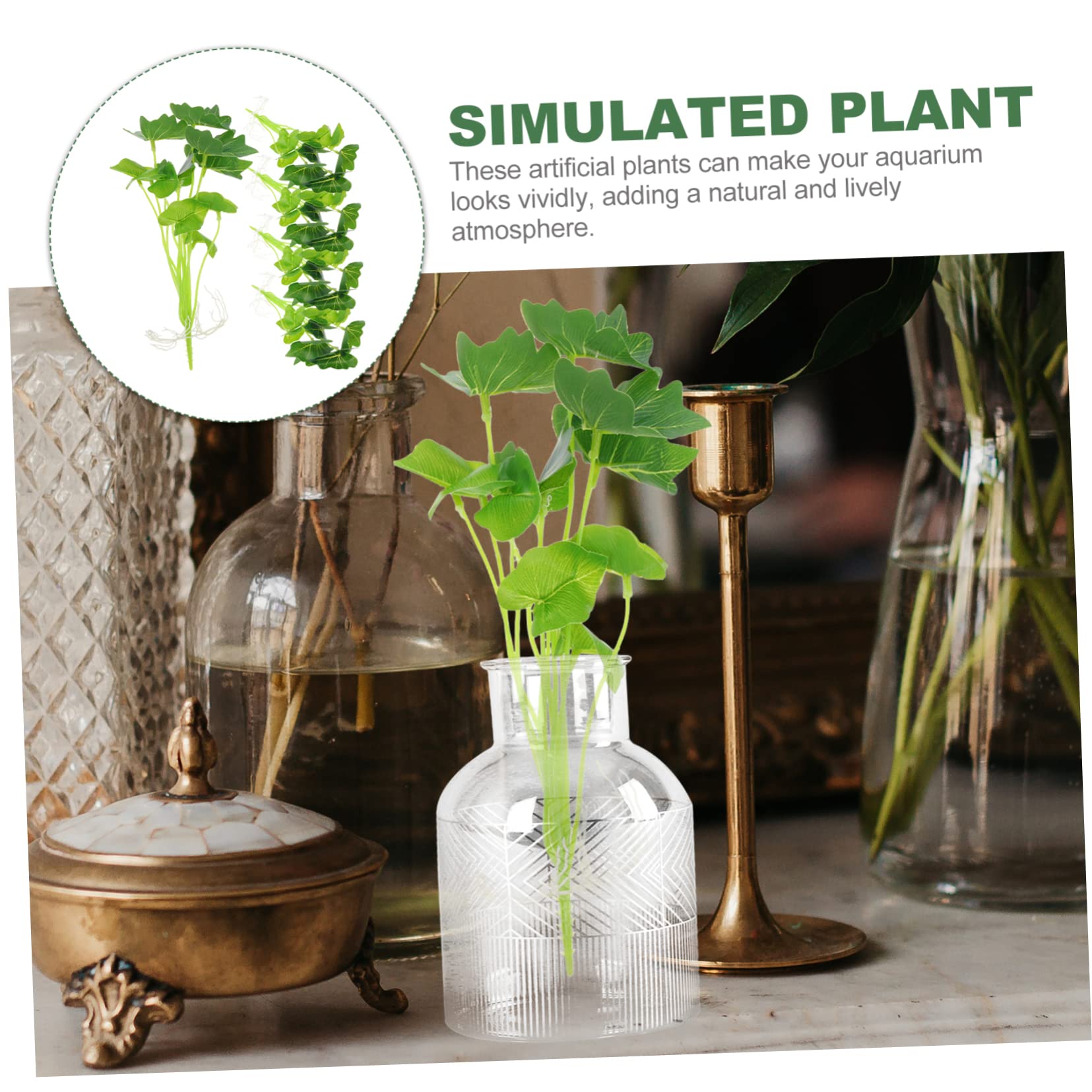 Cabilock 25 Piezas De Plantas De Imitación Decoraciones Verdes Decoración para Mesa Decoración De Mesa De Comedor Plantas Acuáticas Artificiales Adorno De Acuario Decoración De Acuario