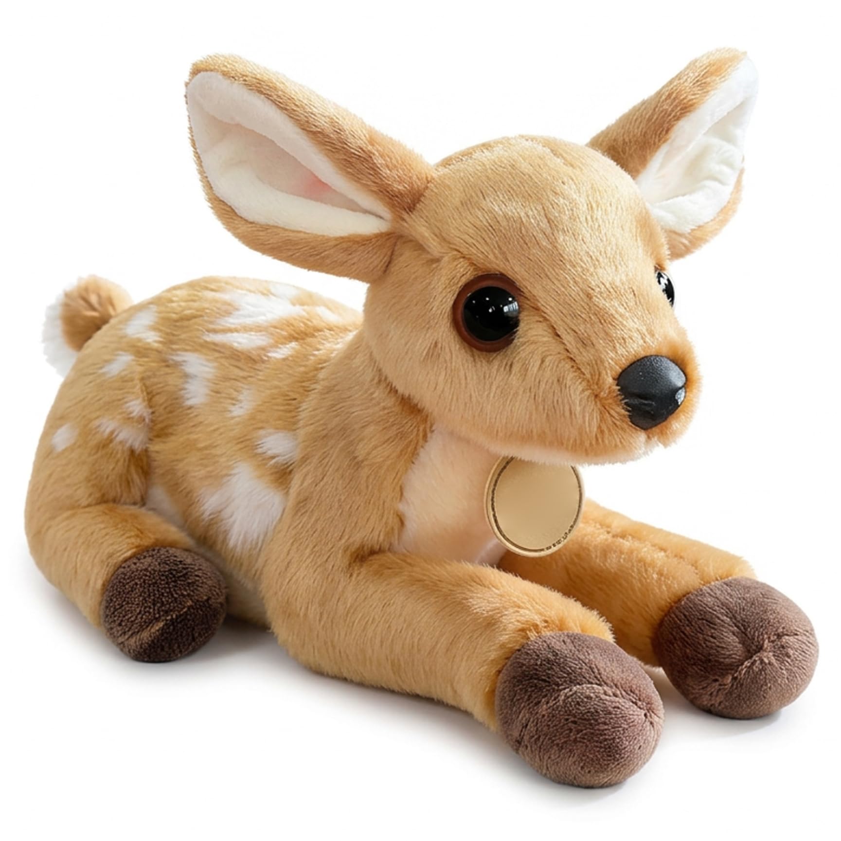 Hperu Deer Plush - Deer Stuffed Animal, Lying Down Fawn Plush Toy - Super Soft Stuffed for Cuddling, Cute Home Decor & Christmas (Khaki)