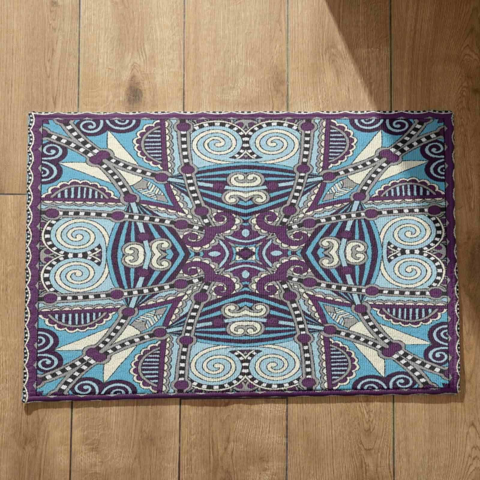 Tapis de cuisine motif rétro géométrique lavable et très absorbant