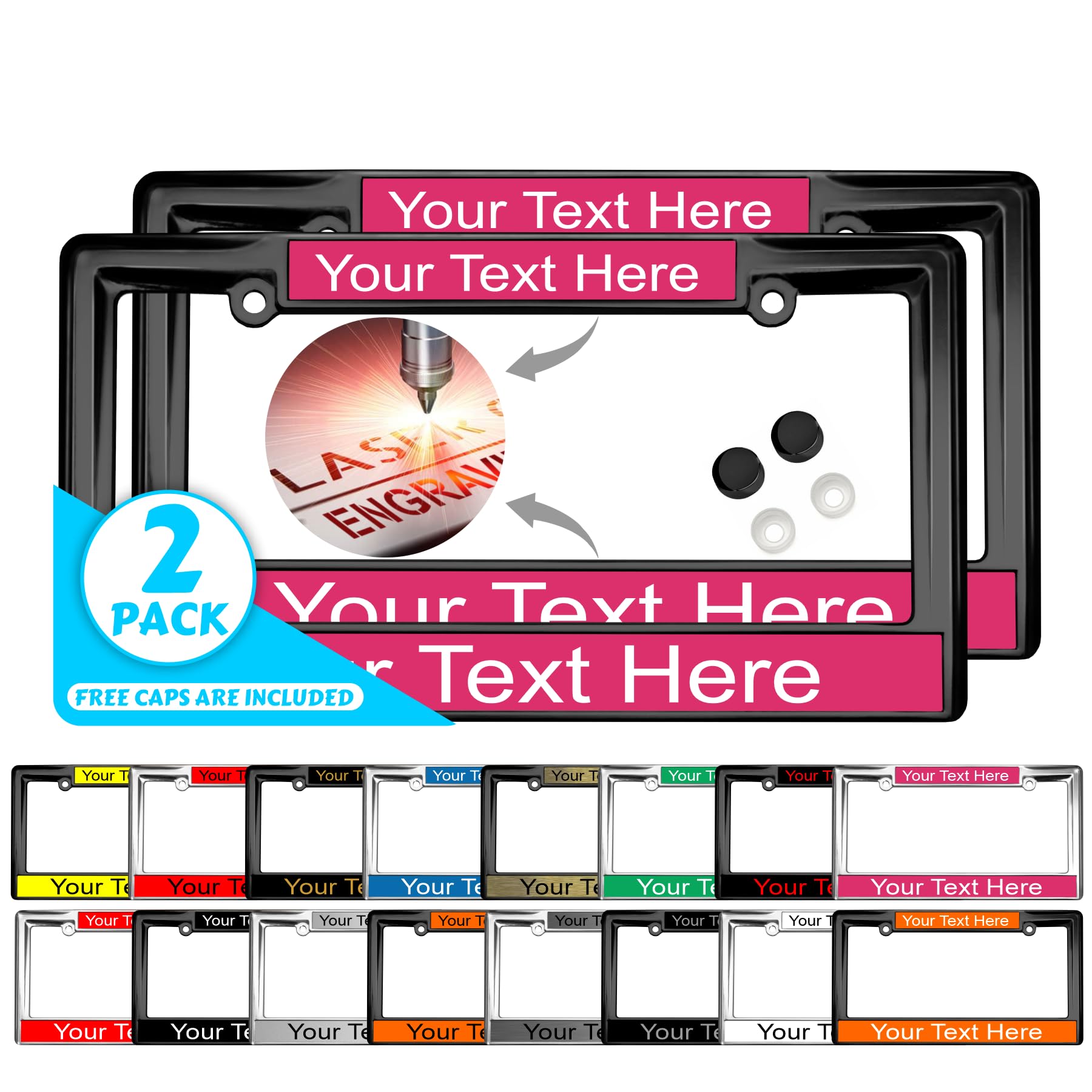 Custom Personalized Heavy Duty Metal Laser Engraved Car License Plate Frame wit - Picture 31 of 113