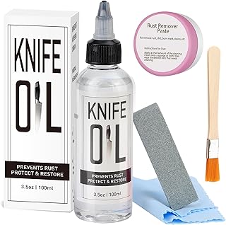 Knife Blade Oil and Honing Oil - Rust Prevention and Maintenance for Carbon Steel Knives - Protect and Clean with Knife Care Set