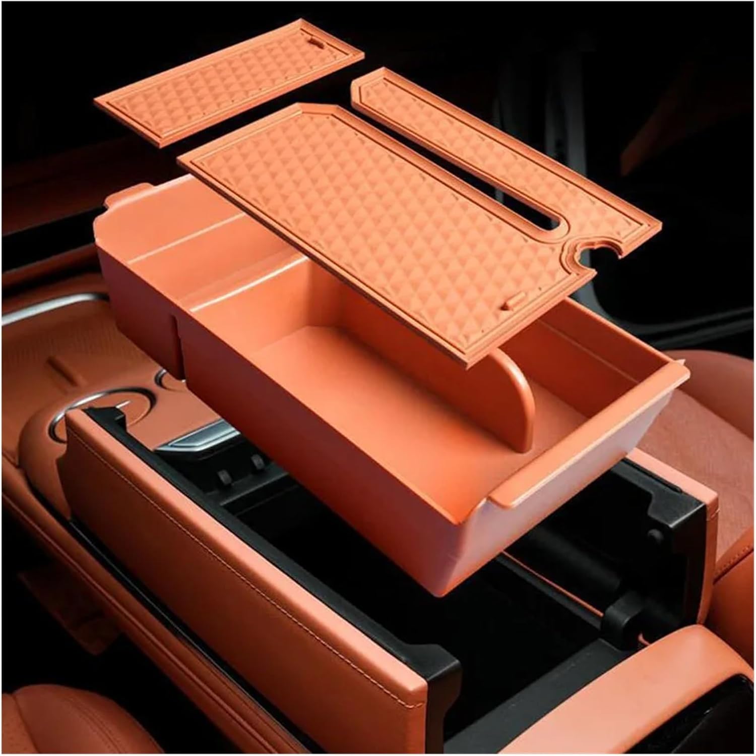 Car Storage Box Compatible Deepal S07 S7 2023 2024 2025 Anti-Slip Armrest Organizer Center Console Boxes Tray Accessories(Black)