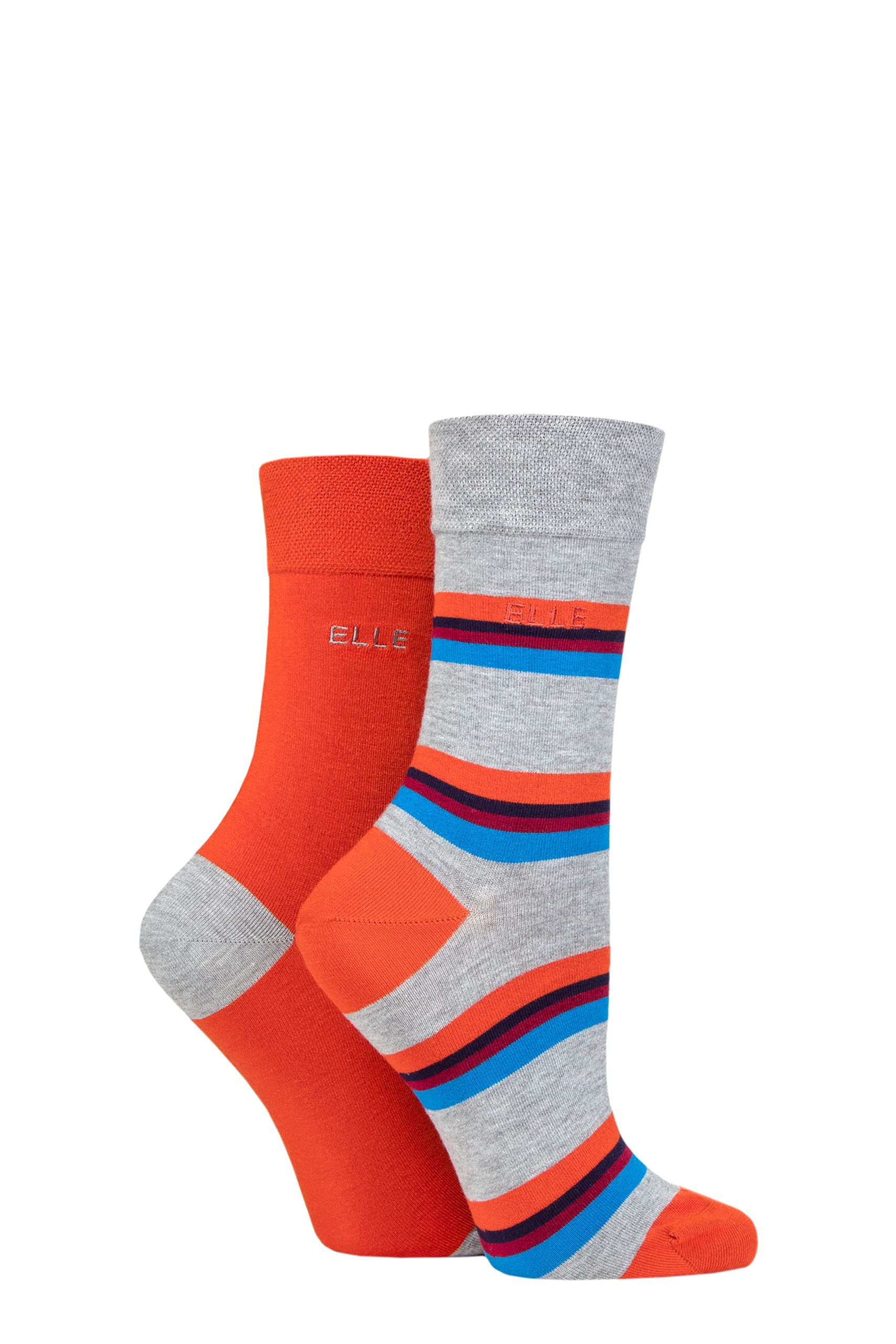 Elle Ladies Striped and Plain Soft, Cooling & Breathable Bamboo Socks in a Multipack of 2 Pairs Size 4-8 Casual Wear Rust 4-8