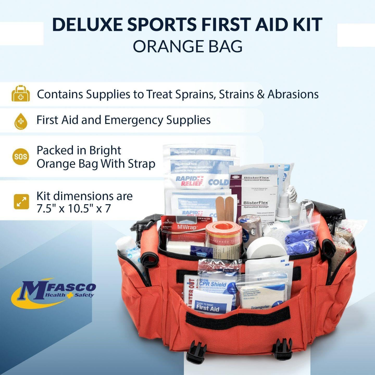 MFASCO Deluxe Trainers Sports First Aid Kit – 311-Piece Emergency Sports Kit – Athletic Medical Kit for Coaches, Soccer, Football & Outdoor Teams – Orange Bag with First Aid Supplies for Athletes image 2 of 6 B007ZDCHTC