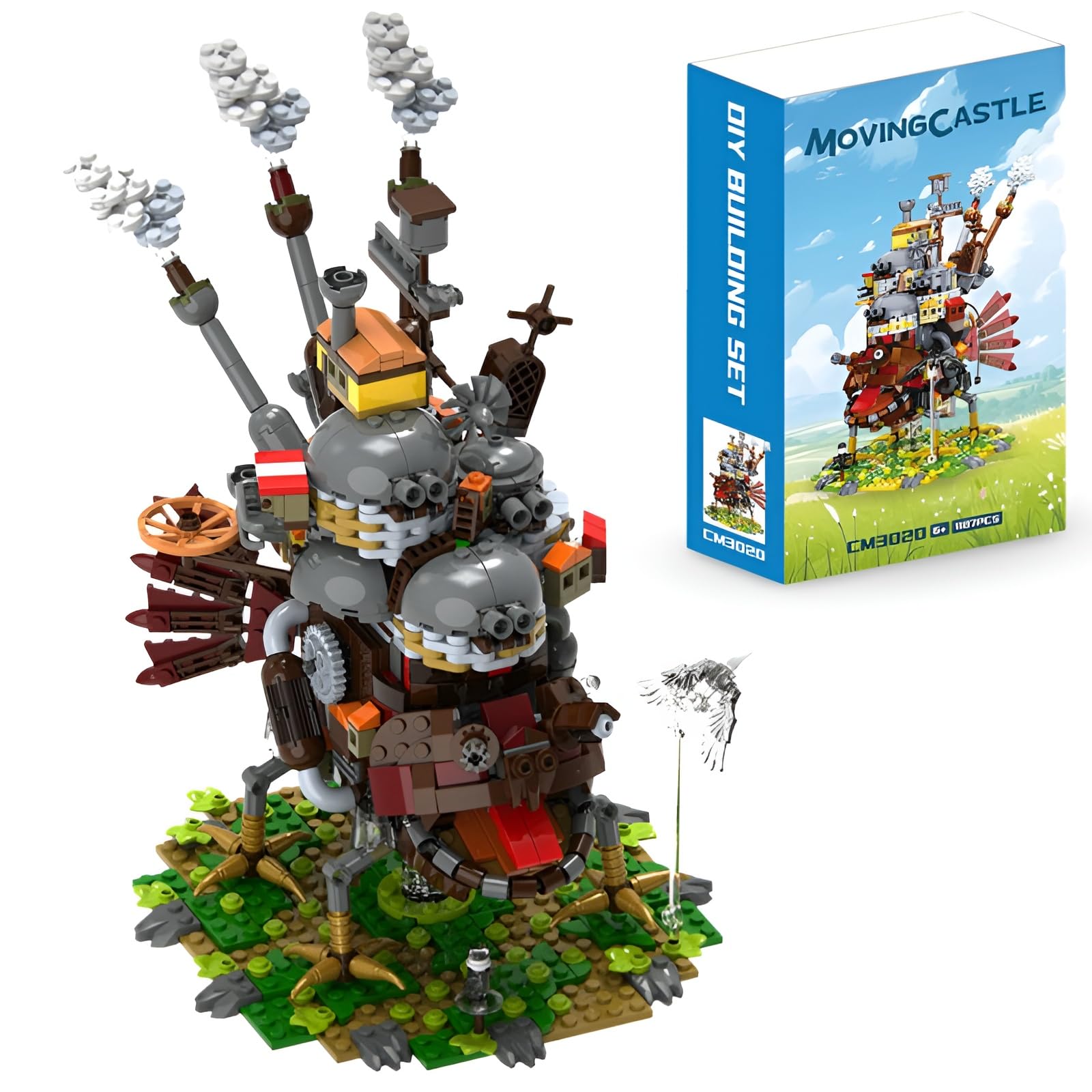 Anime Moving Castle Building Block Set, Creative MOC Mobile Castle Building DIY Model Toys, Japanese Magic Architecture Bricks Kits, Collectible Birthday Gift for Fans, 1173 PCS