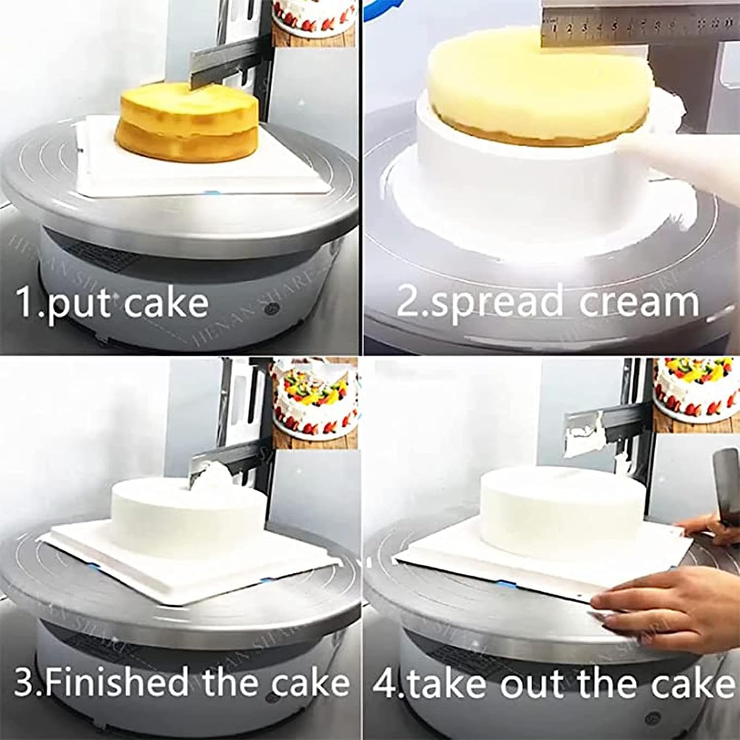 4-12 inch Automatic Cake Icing Machine Birthday Cake Baking Tools Bakery Equipment Cake Bread Cream Decoration Spreader Smoothing Machine,110V
