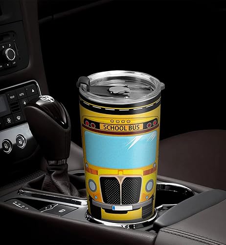 Miniatura 5 de 64HYDRO - Taza de café de viaje con tapa, con diseño de bus escolar, con doble pared y aislamiento al vacío, de 20 onzas.