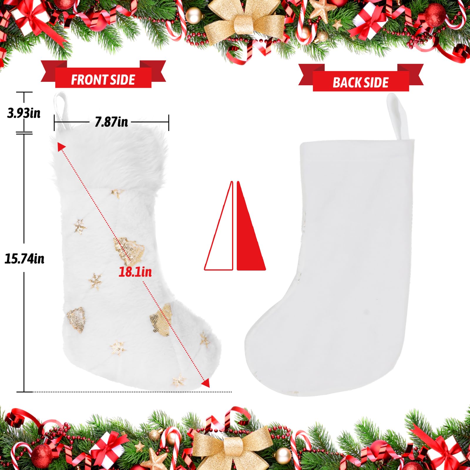 Weihnachtsstrümpfe 45,7 Cm – 4 Stück Mit Schneeflocken-Design Aus Plüsch