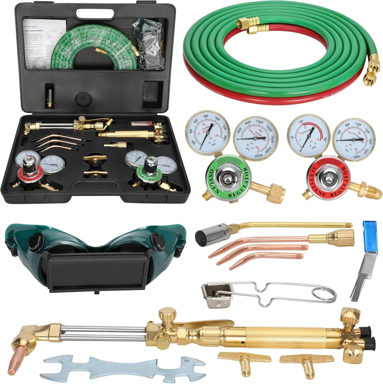 17 Piece Oxygen and Acetylene Gas Cutting Torch, Long Term Use Welding Kit for Hobbyists, Home, DIY Inverter for Home Car Outdoor Camping