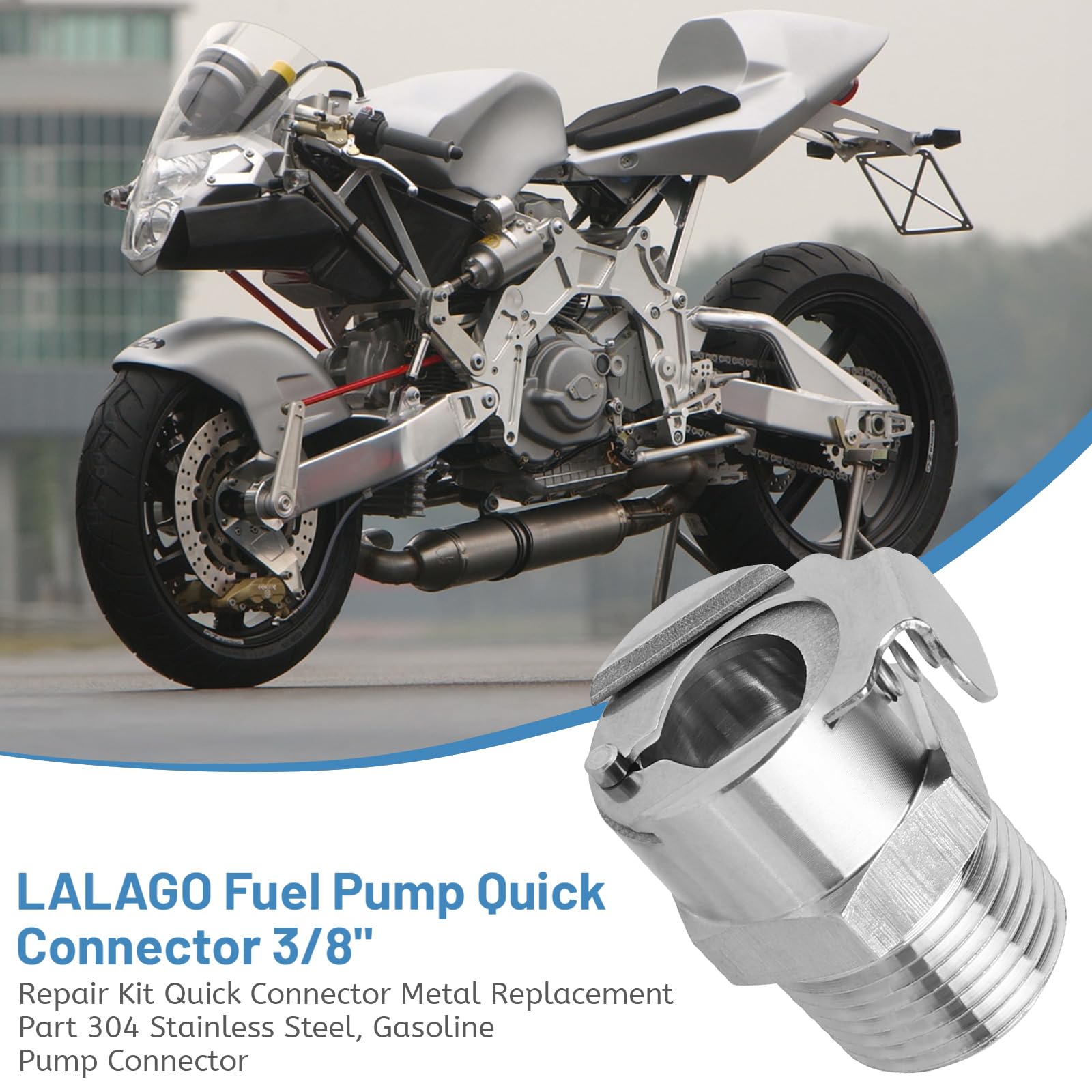 LALAGO Riparazione per Pompa Carburante Raccordo ad Innesto 3/8, Raccordo a Sgancio Rapido Connettore, Rapido Ottone Ricambio in Acciaio Inox 304 per R1200GS R1200R R1200RT K1200R K1200S K1200GT