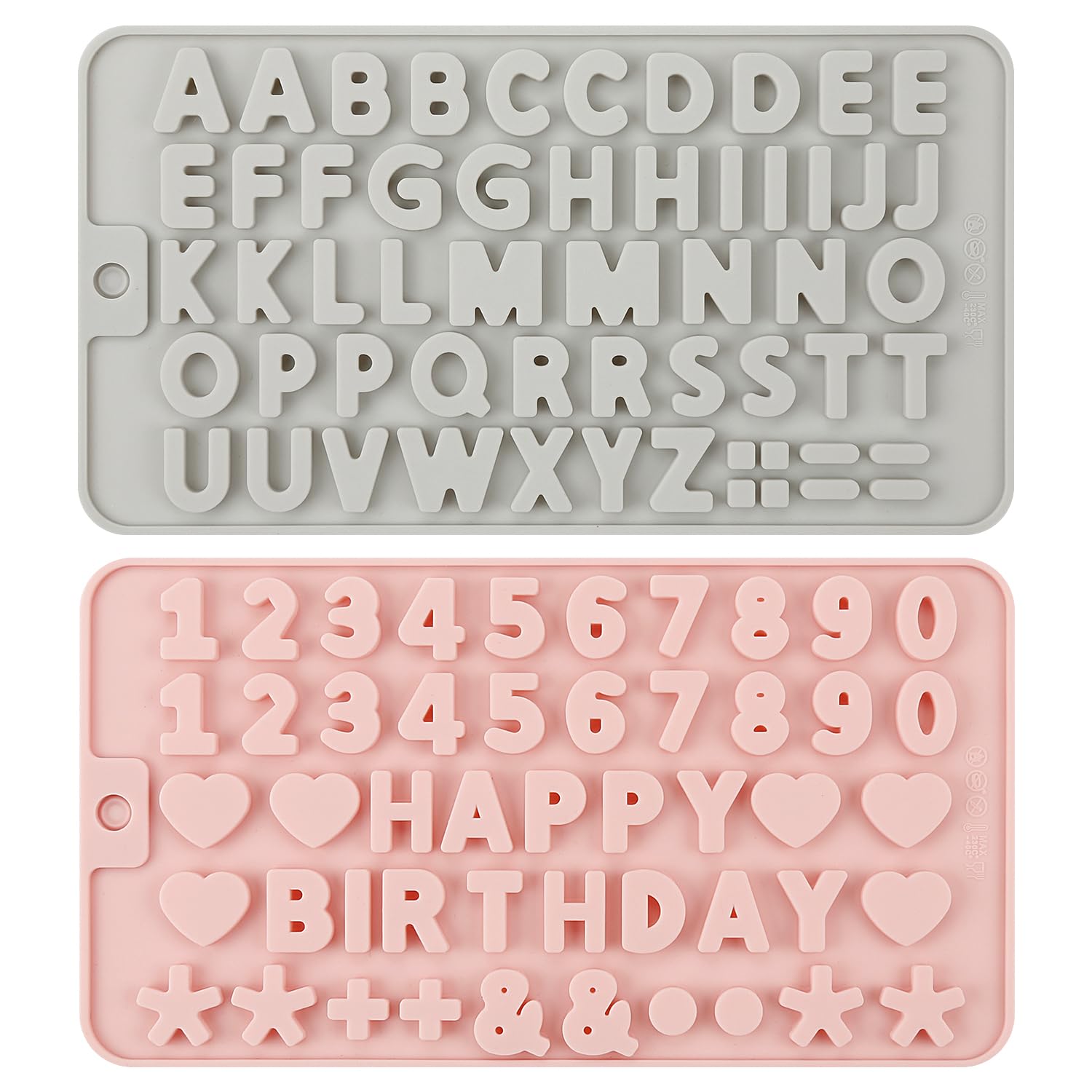 Vanyibro 2 pcs Alphabet Silicone Mould Set,Creative Candy and Chocolate Letter Molds, Perfect for DIY Baking, Cake Decoration & Fondant Fun