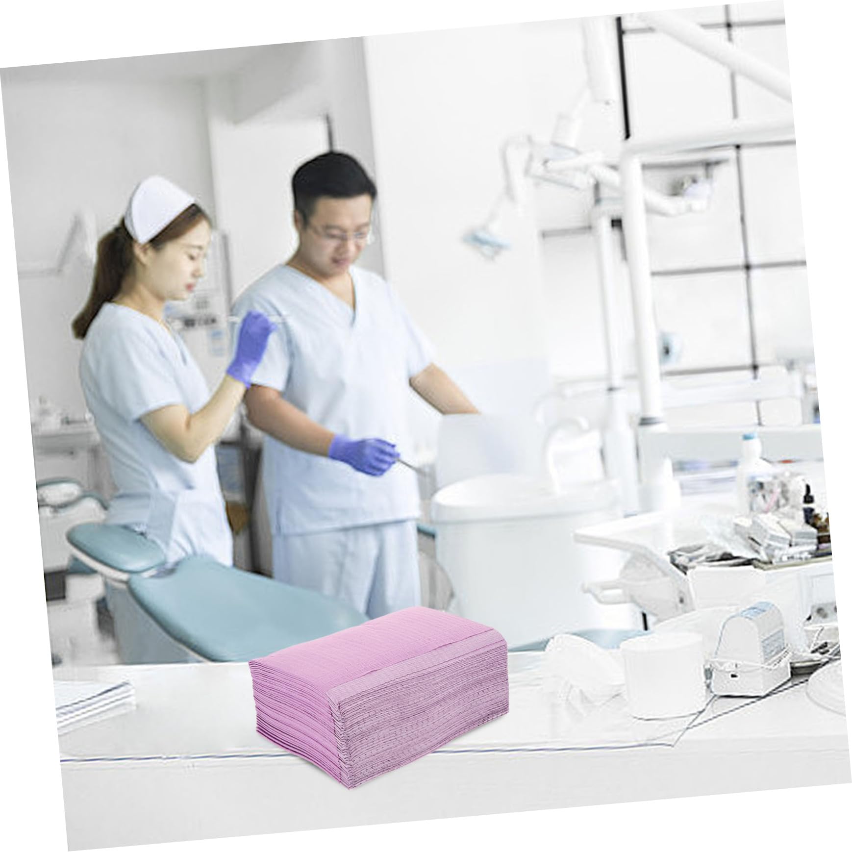 125 feuilles Bavoirs Dentaires Jetables Tissu Non Tissé Protection Médicale Lot de Bavoirs Pratiques et Portables