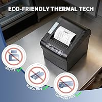 Vista 4 de NETUM 80mm Thermal Receipt Printer, WiFi POS Printer with Auto Cutter, USB Serial Ethernet LAN Port Support Cash Drawer ESC/POS