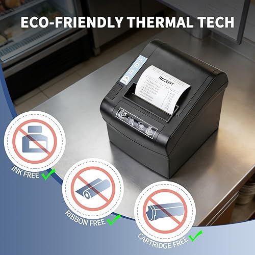 Miniatura 4 de NETUM 80mm Thermal Receipt Printer, WiFi POS Printer with Auto Cutter, USB Serial Ethernet LAN Port Support Cash Drawer ESC/POS