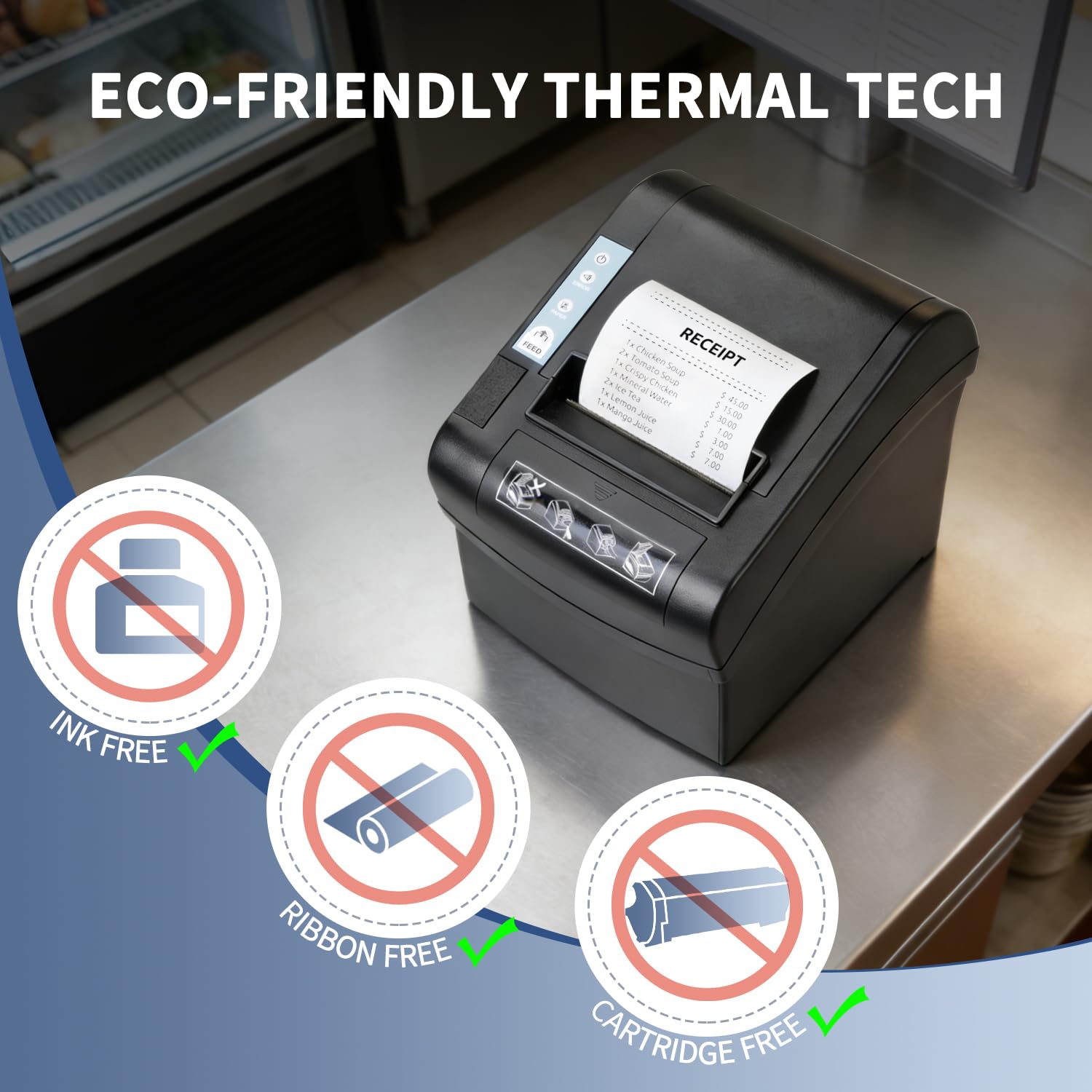 NETUM Imprimante POS WiFi avec Massicot Automatique, Imprimante Thermique 80mm, Ports USB WiFi Compatible Tiroir-Caisse, ESC/POS, Modèle NT-806