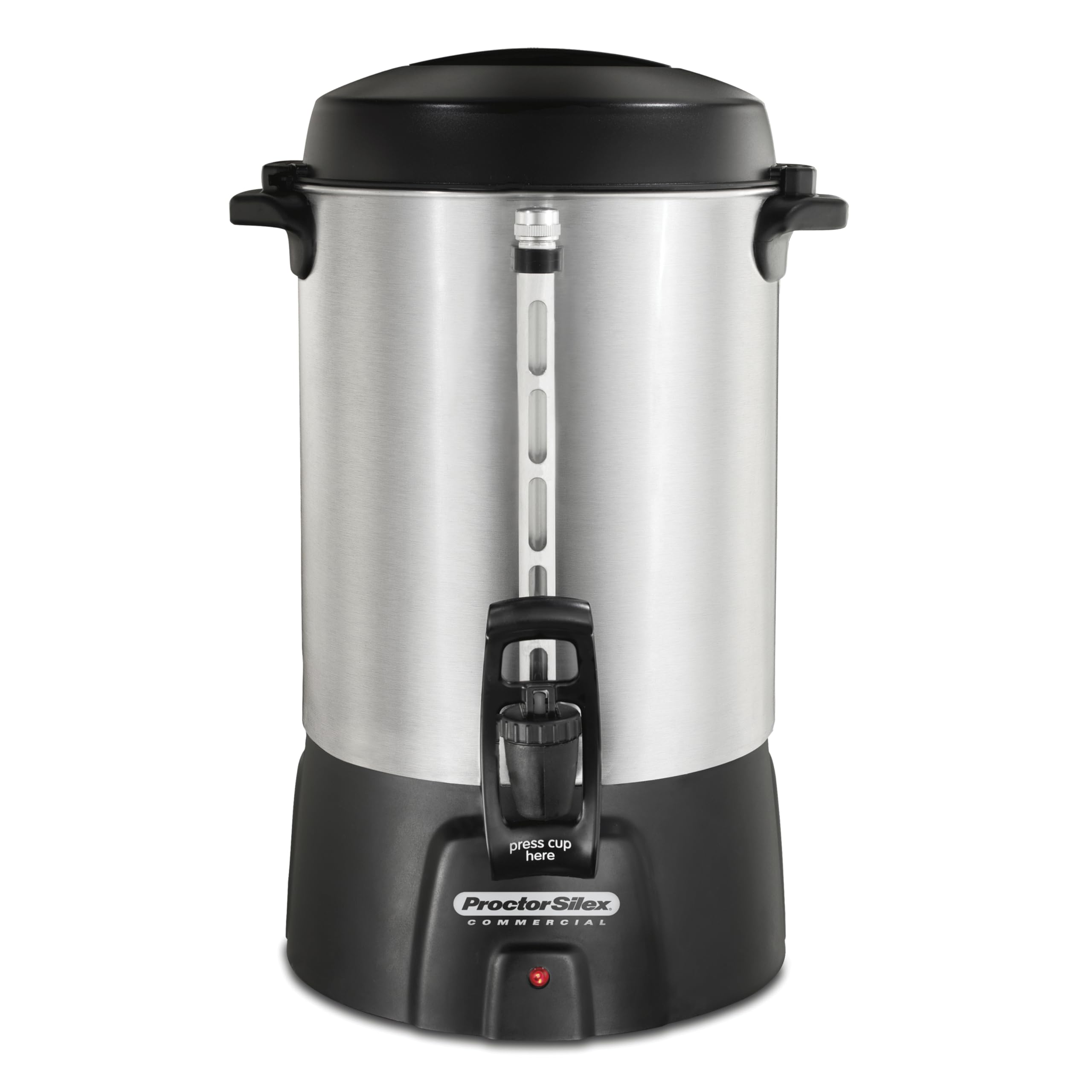 45060R Coffee Urn 60 Cup Aluminum, One Hand Dispensing, Coffee Level Indicator, 16.93" Height, 11.73" Width, 12.56" Length, Stainless Steel