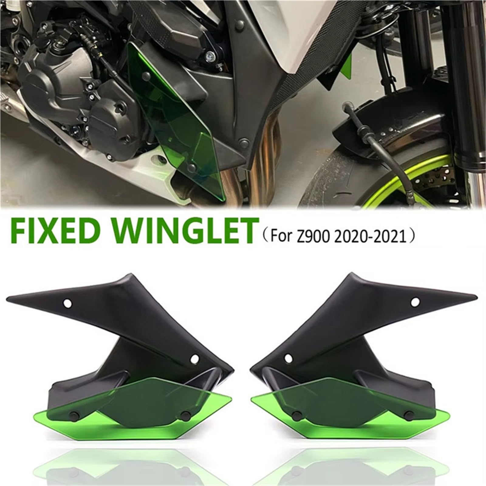 Front Bumper Splitter dachowy Pasuje do Kawasaki Z 900 Z900 2020-2025+ Spoilery boczne, skrzydło, stałe, owiewka