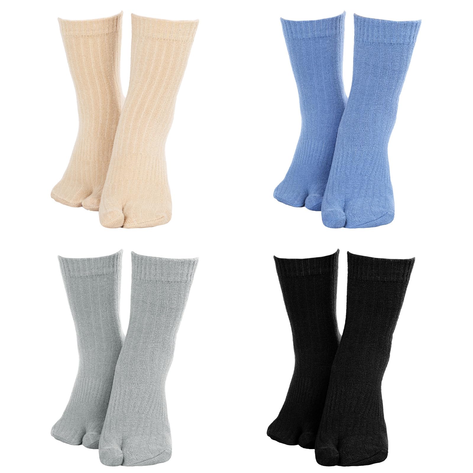 4 Pairs Big Toe Flip Flop Socks Split Toe Socks Elastic for Winter Unisex Men Women Casual Sandals