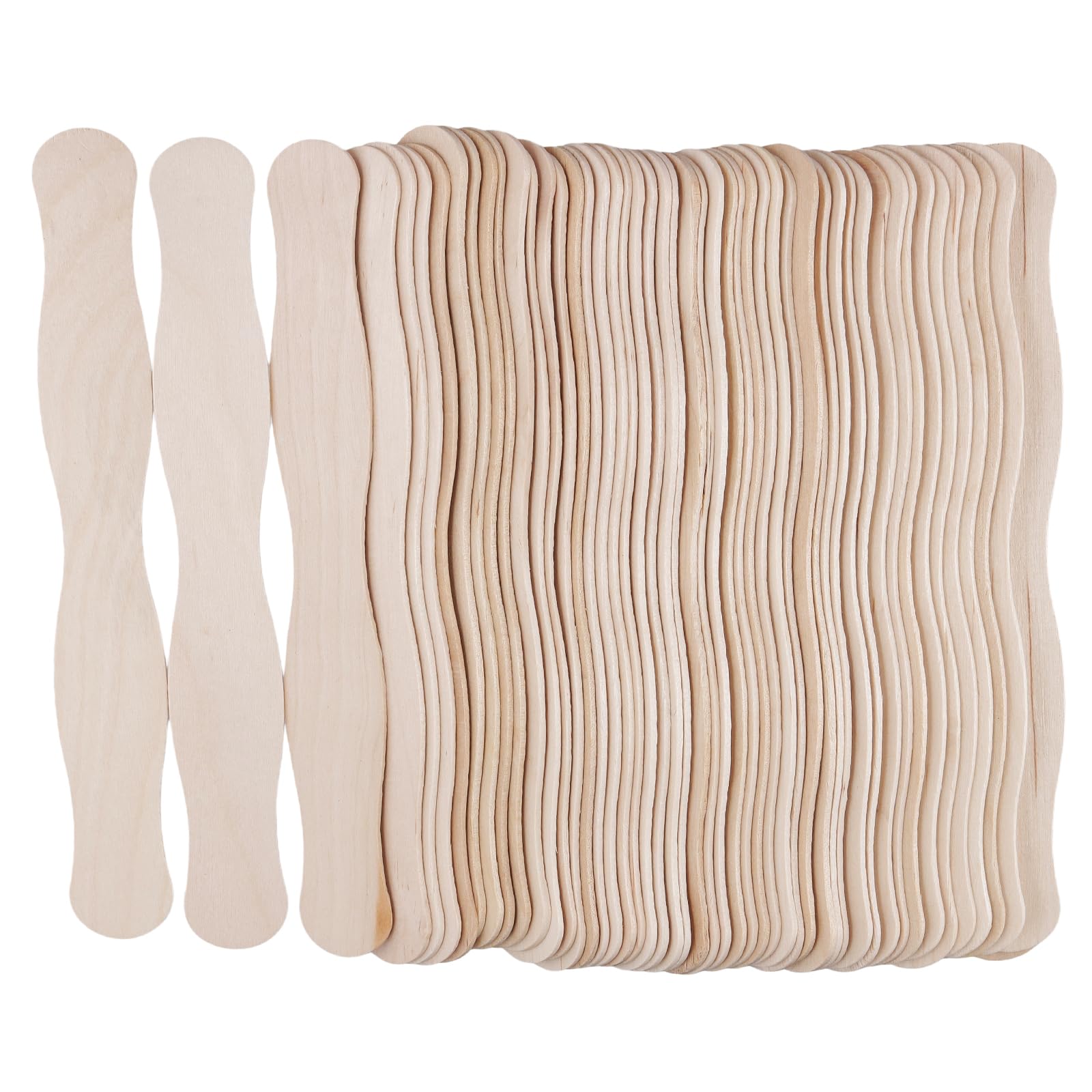 MUKLEI 300 PCS 8 Inch Wood Popsicle Sticks Craft Stick, Fan Handles Wavy Sticks for DIY Craft, Wedding