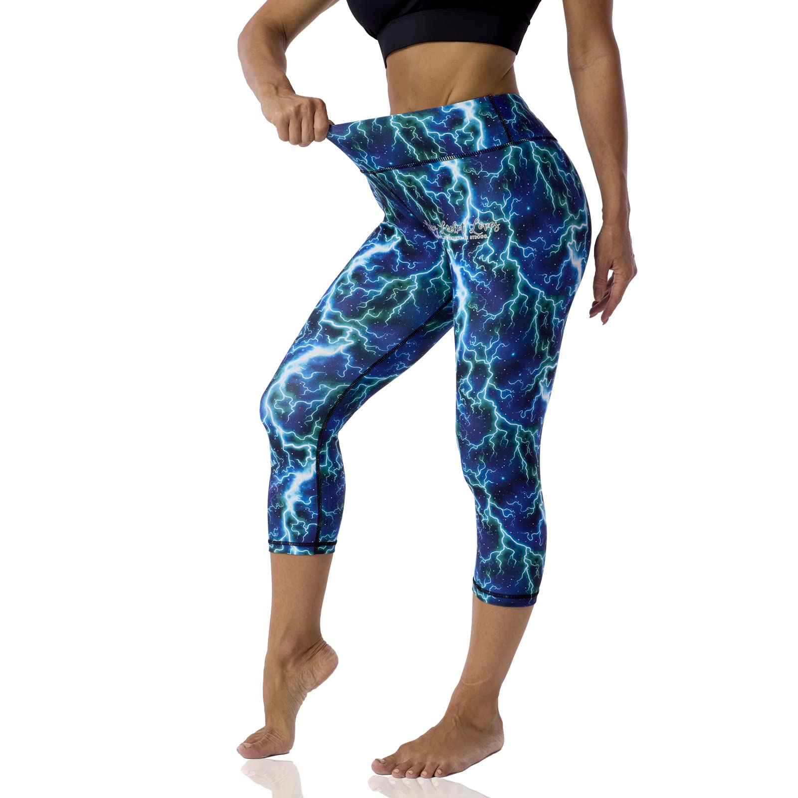 UIUO-UIPEU Leggings capri estampados con bolsillos para mujer, control de abdomen, entrenamiento, yoga, capris