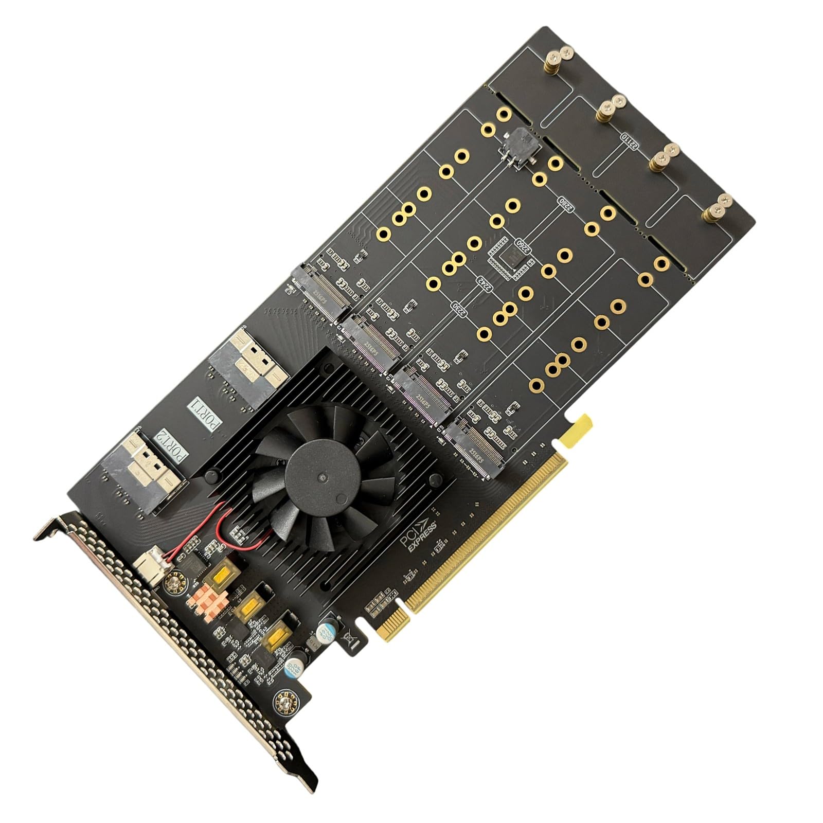 Tarjeta adaptadora PCIe4.0 de 12 bahías para discos duros U.2, instalación sin herramientas, sistemas de refrigeración sin ventilador, enchufes y adaptadores Play NVMe Hdds