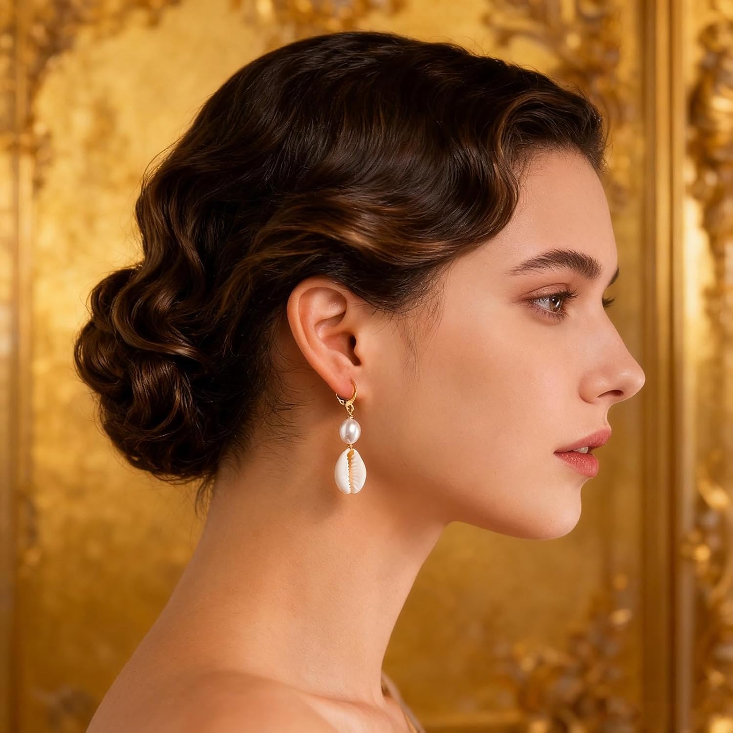 Bohemian Pearl Shell Drop Earrings Gold Pearl Earrings Cowrie Shell Dangle Earrings Natural Seashell Earrings Jewelry for Women - Image 5