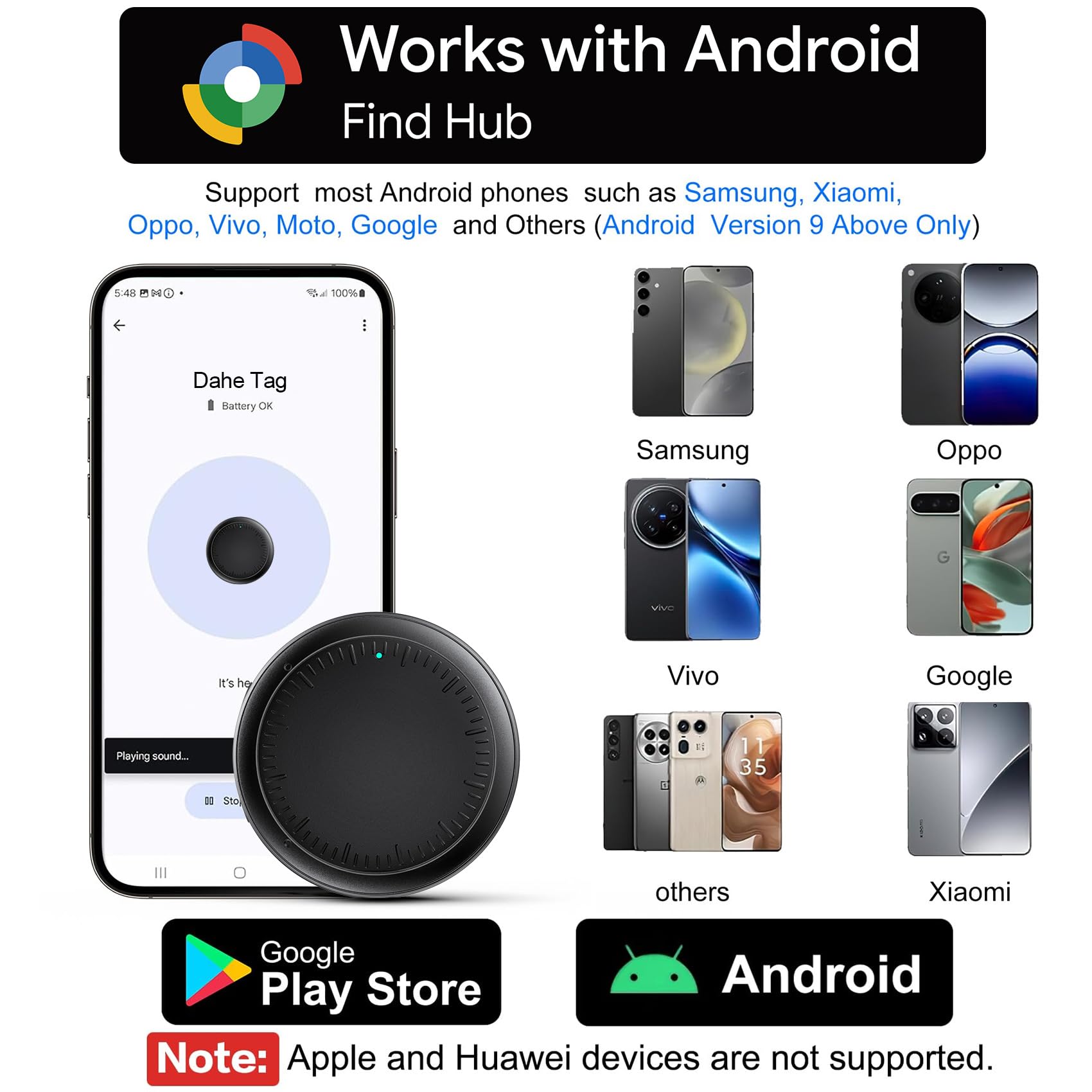 Air Tracker Tag Android, 4 Pezzi Smart Airtag Android, Funziona con Google Dov'è App, Bluetooth Trova Oggetti, Air Tracker Tag Bluetooth Localizzatore Chiavi per Chiavi/Bagagli/Valigie (Nero)