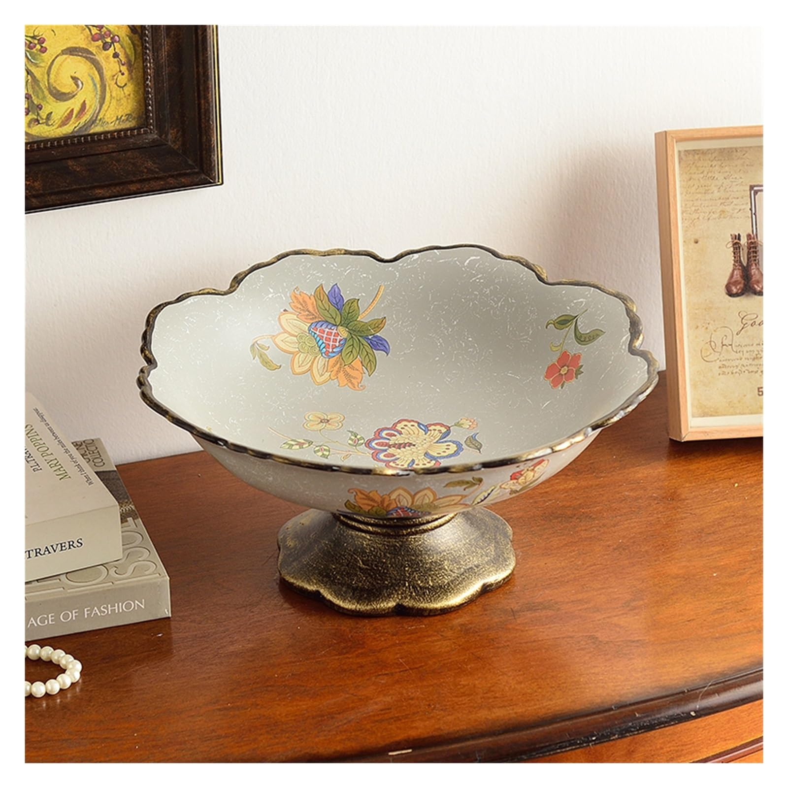 HPTHLY Fruit Plate Standing Fruit Display Tray Home Ceramics Candy Snack Tray Living Tableware Bread Plate Food Container Snack Plate Decoration Fruit Bowl (D)