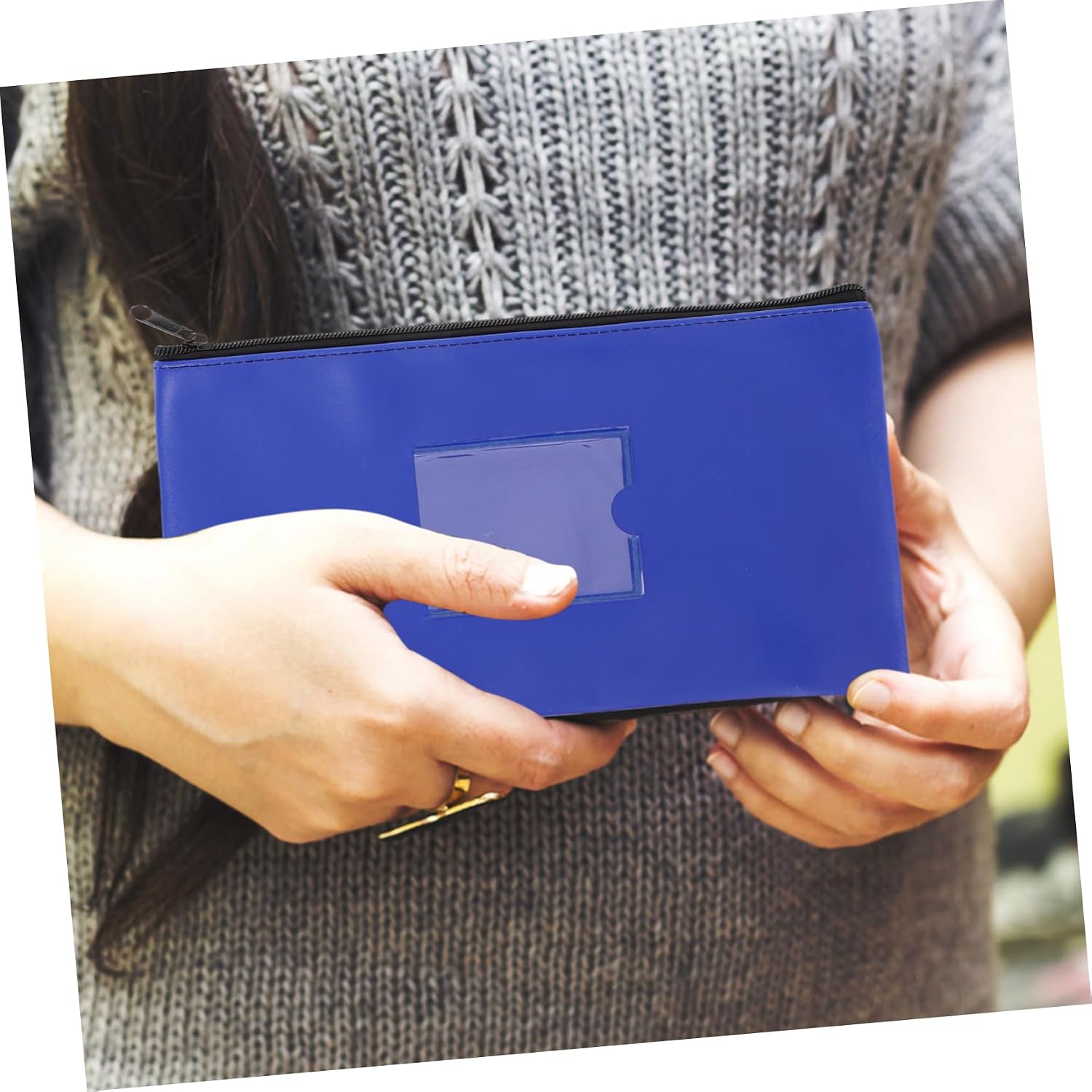 jojofuny Money Pouch with Window Pu Zipper Holder for Cash Coins and Documents Versatile Storage for Everyday Use