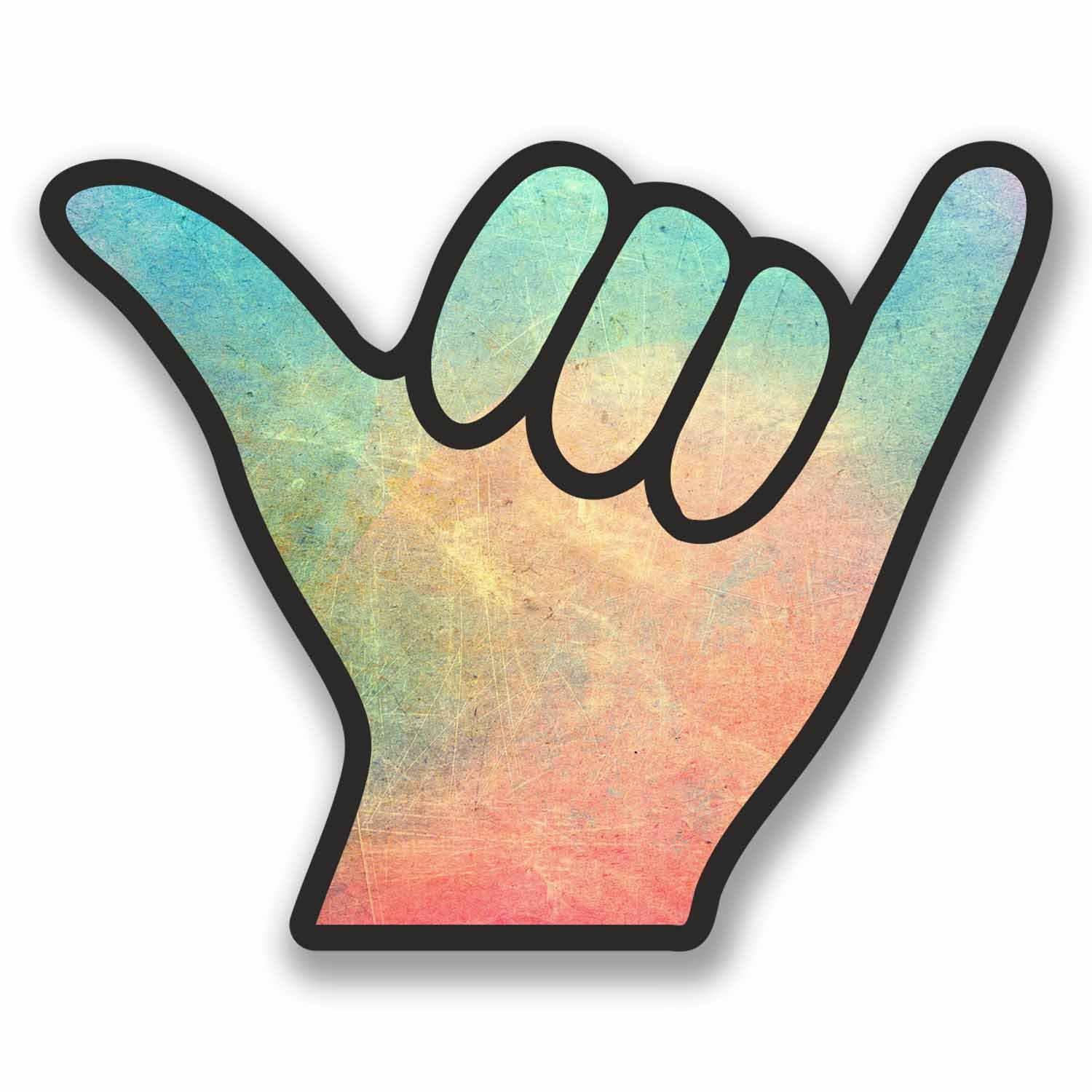 2 x 10cm Shaka Surfer Hand Vinyl Decal Sticker Car Laptop Surf Campervan #9654 (10cm Wide x 8cm High)