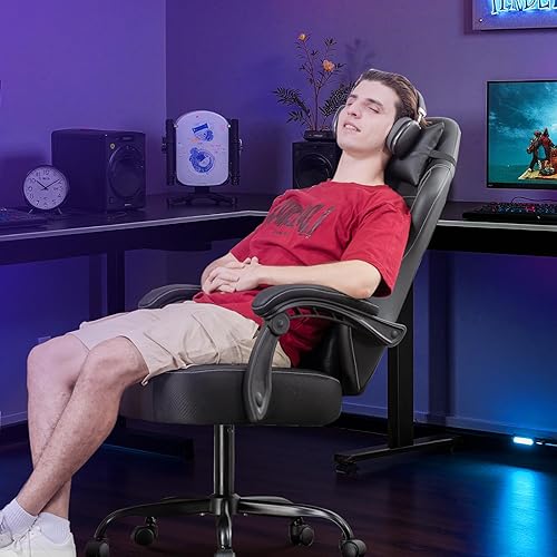 Miniatura 2 de GTPLAYER Silla para juegos, silla reclinable con reposacabezas y soporte lumbar, reposabrazos de conexión, silla ergonómica para juegos, respaldo