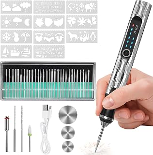 JMNGSHU Electric Engraving Pen: 37 Bits, 3-Speed Adjustable, USB Rechargeable Rotary Tool for Wood, Metal, Glass - DIY Crafts, Gifts for Beginners & Pros