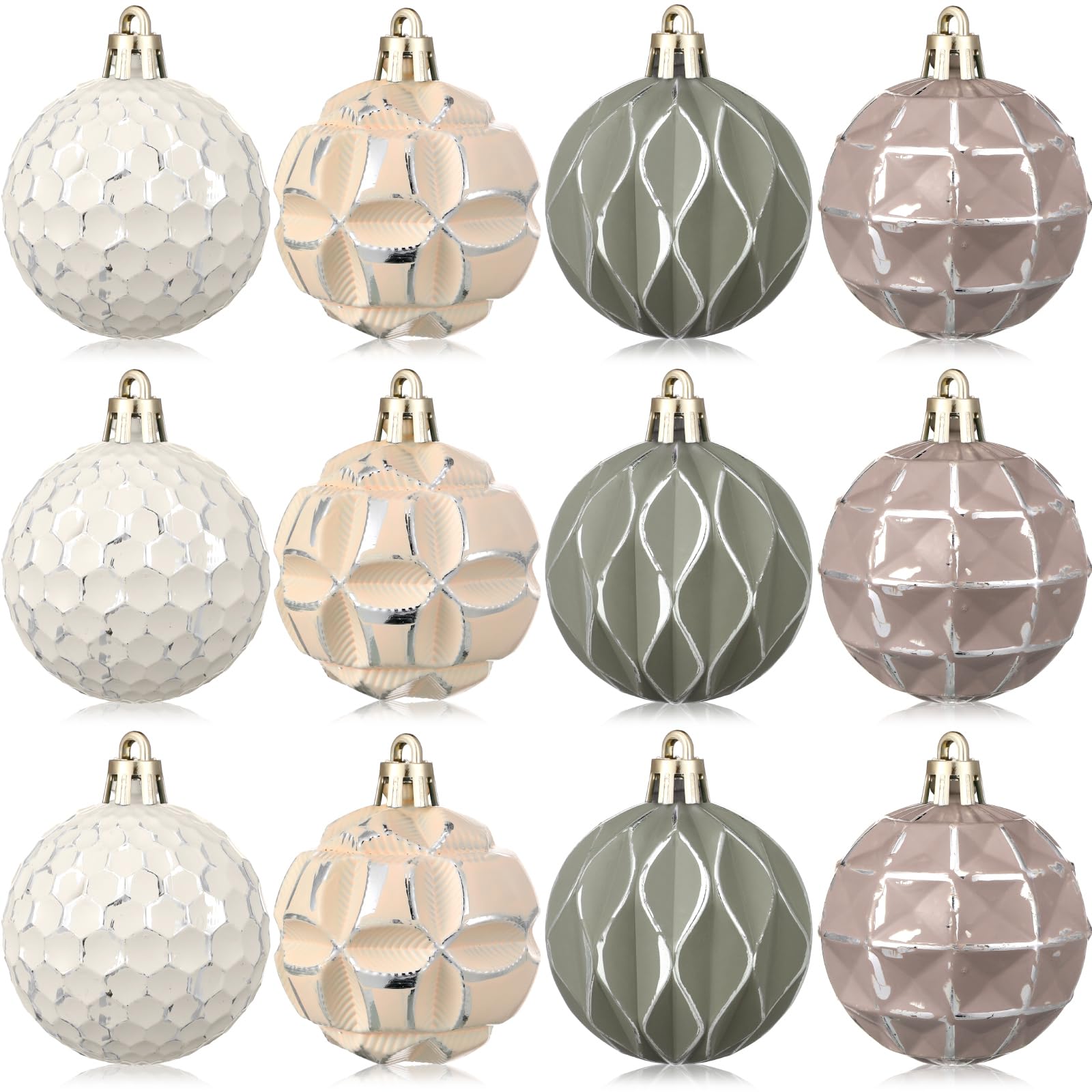 60ct Gold Sequin and Glitter Christmas Ball Decorations 0.8