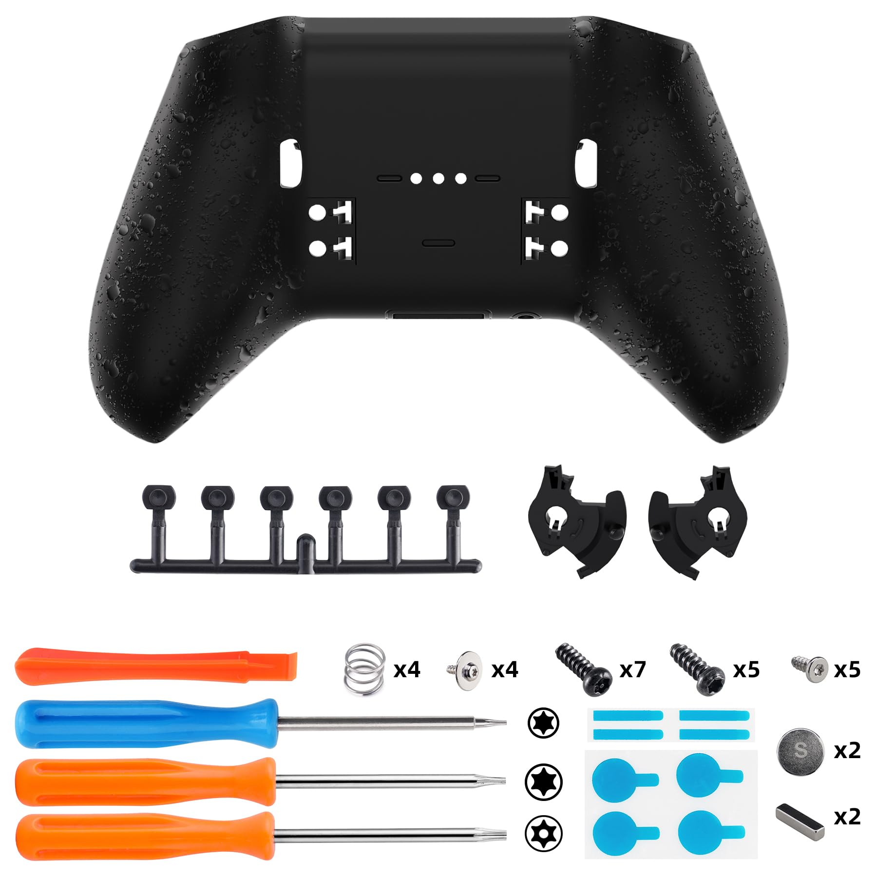 eXtremeRate Cover Posteriore Ricambio per Xbox Elite Series 2 Controller,Custodia Copertura Scocca Trigger Stop per Xbox Elite Series 2 Core Wireless Controller Model 1797-Nero Antiscivolo - 3