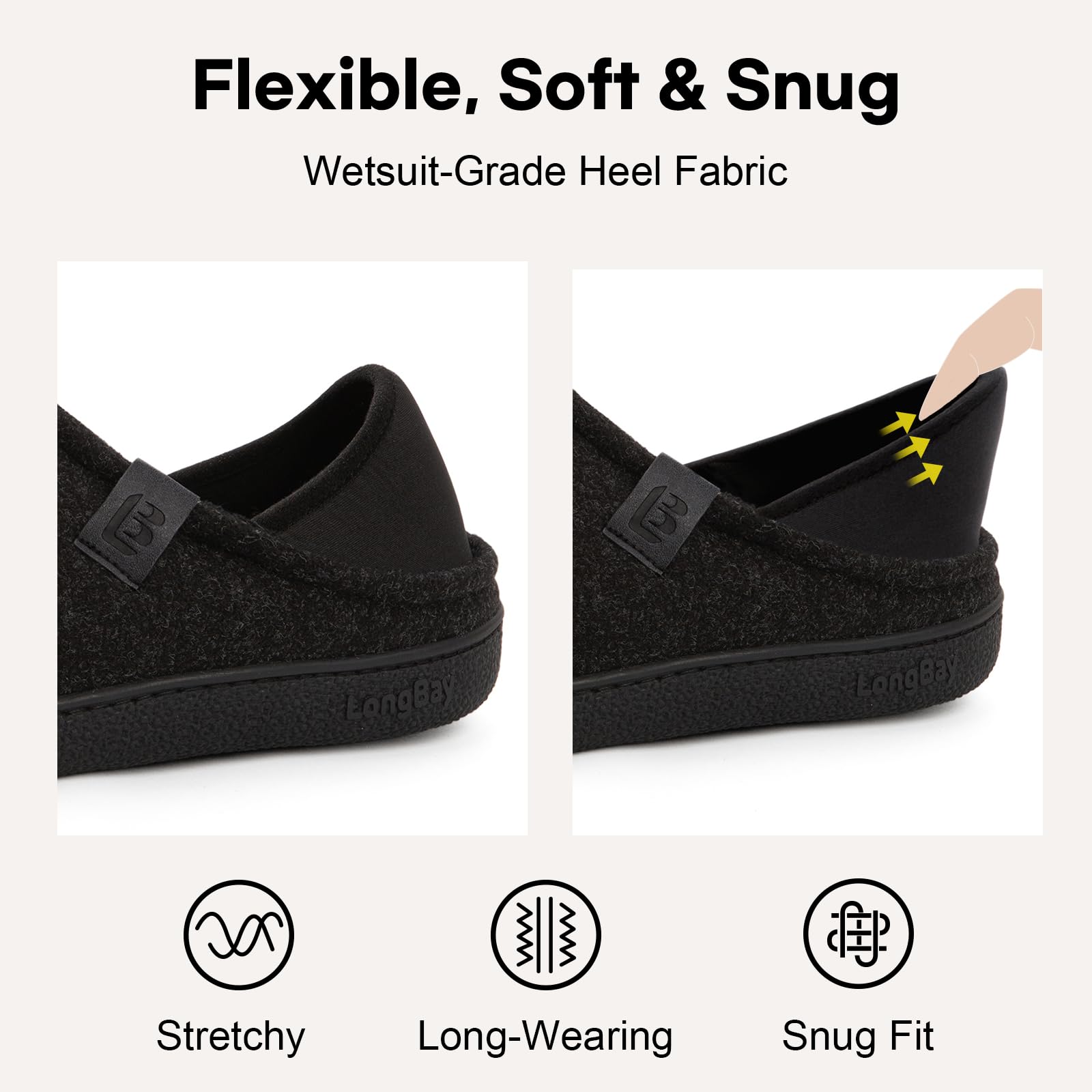 LongBay Mens Slippers with Removable Supportive Insole Slip on Casual House Shoes for Indoor Outdoor Bedroom Garden — view 4