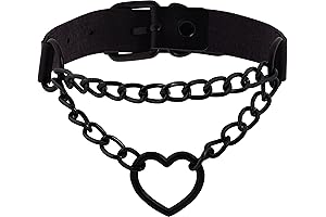 Gothic Punk Spiked Heart Choker Necklace: Unleash Your Edgy Style