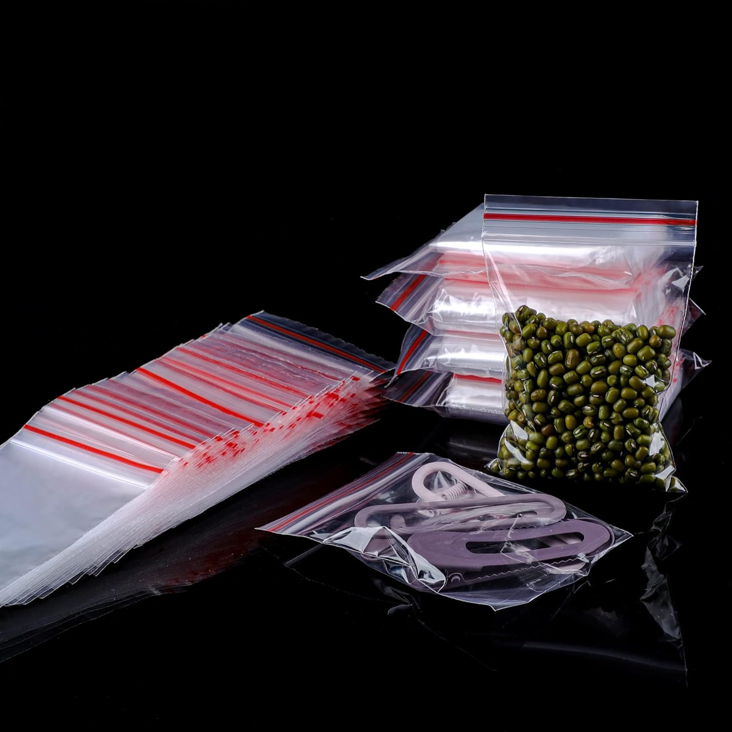 Small Grip Seal Bags 300Pcs 5x7cm/1.97x2.76in Tiny Sealable Plastic