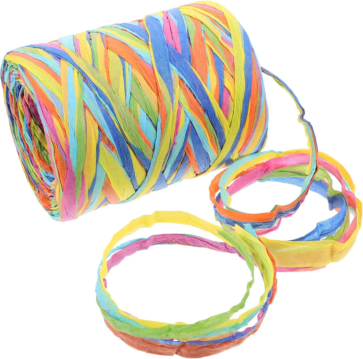 Homoyoyo Colored Paper Raffia Ribbon 80m 6 Colors DIY Craft Packing Twine for Kindergarten Art Projects and Decorative Wrapping