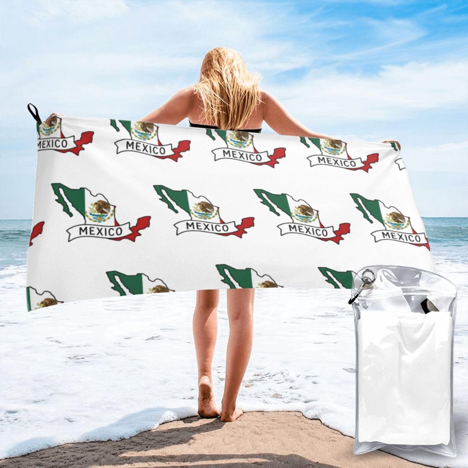 HLBSDM Mexico Map Outline Print Beach Towel Quick Dry Portable for Swimming Yoga Travel Campers