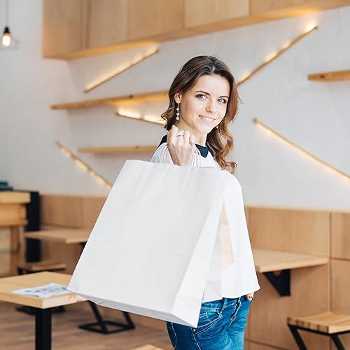 Miniatura 4 de PINWATT 30 bolsas de regalo grandes de papel kraft blanco