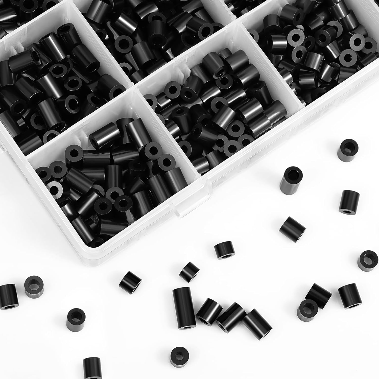 1000 Pcs Black Nylon Round Spacers for M3 M4 Screws, Electrical Outlet Kit